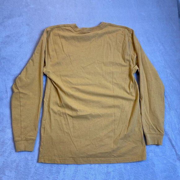 Carhartt Mens Long-Sleeve Logo Pocket Tee Small Mustard Yellow Sleeve Spell Out - Picture 13 of 13